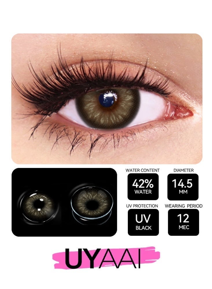 UYAAI Black Swan Brown Yearly Colored Contact Lenses, Unisex Cosmetic Contact Lenses, Natural Fashion Lenses, 42% Water - Image 2